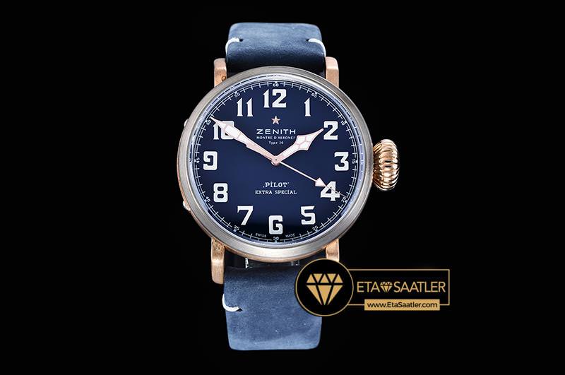 Zenith Type 20 Pilot Extra Special Pembe Altın Çelik Bezel Mavi